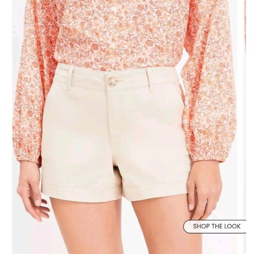 NWT LOFT Monroe Chino Shorts Size 10 Khaki 4" Inseam Classic